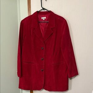 Denim&Co Vibrant Red Women's Suede Leather Blazer Size 2X NWOT